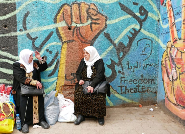 Two women in the Samarian city of Jenin. (Jana Cavojska/SOPA Images/LightRocket via Getty Images) Two women in Jenin, Samaria. (Jana Cavojska/SOPA Images/LightRocket via Getty Images)