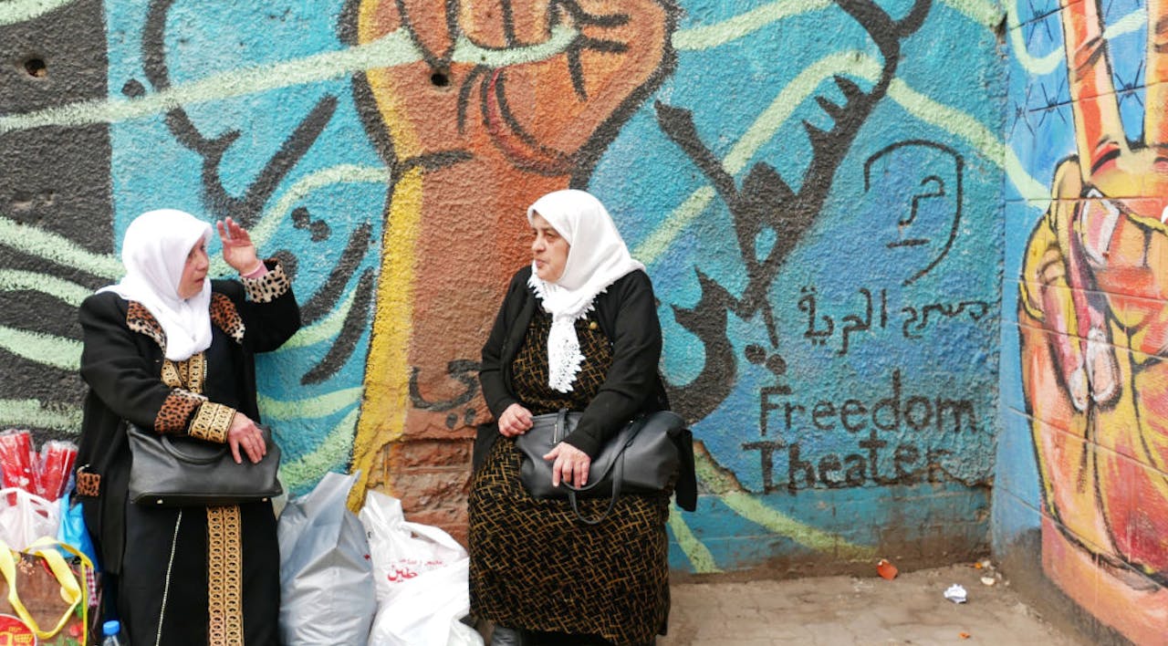 Two women in the Samarian city of Jenin. (Jana Cavojska/SOPA Images/LightRocket via Getty Images) Two women in Jenin, Samaria. (Jana Cavojska/SOPA Images/LightRocket via Getty Images)