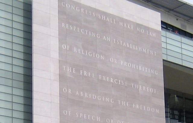The Newseum's five freedoms by dbking. Licensed under the Creative Commons Attribution 2.0 Generic license via Wikimedia Commons.