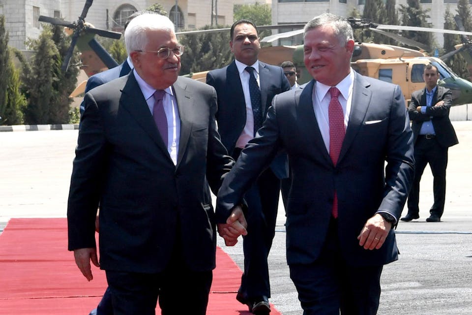 King Abdullah and Mahmoud Abbas in Ramallah, 2017. King Abdullah and Mahmoud Abbas in Ramallah, 2017.