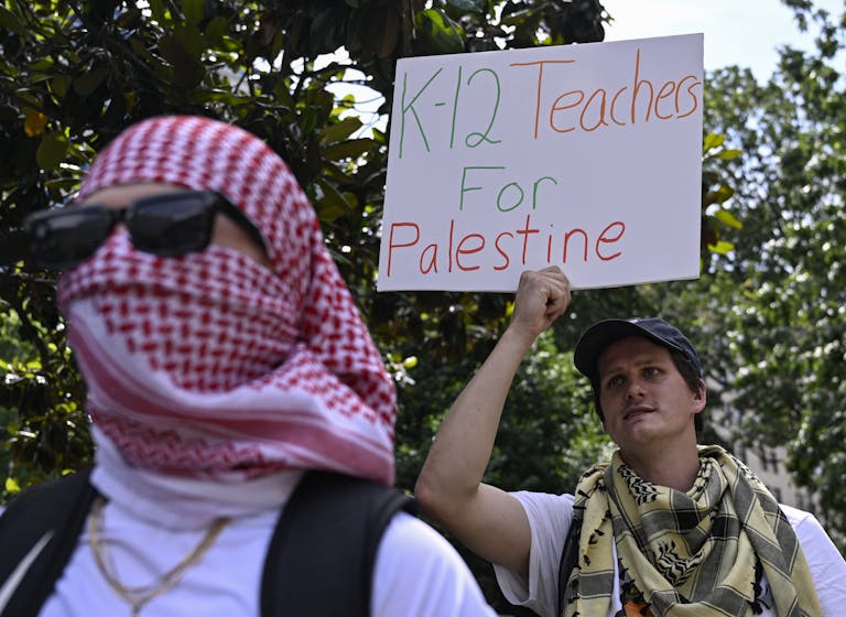 Anti-Israel protesters near the White House, May 24, 2024. (Celal Gunes/Anadolu via Getty Images) Anti-Israel protesters near the White House, May 24, 2024. (Celal Gunes/Anadolu via Getty Images)