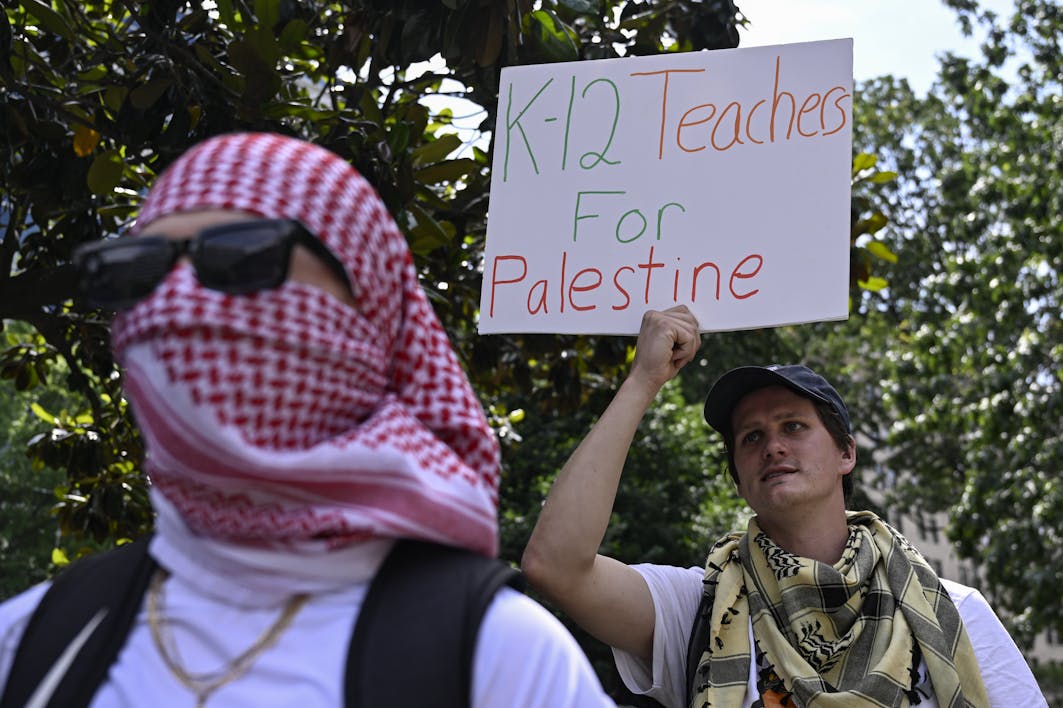 Anti-Israel protesters near the White House, May 24, 2024. (Celal Gunes/Anadolu via Getty Images)