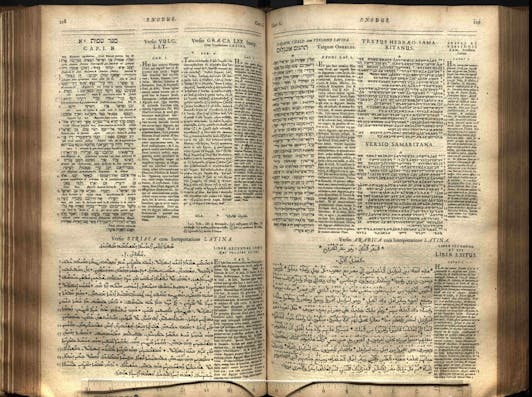 A spread of the first volume of the London Polyglot