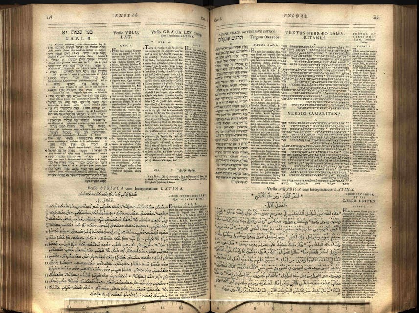 A spread of the first volume of the London Polyglot