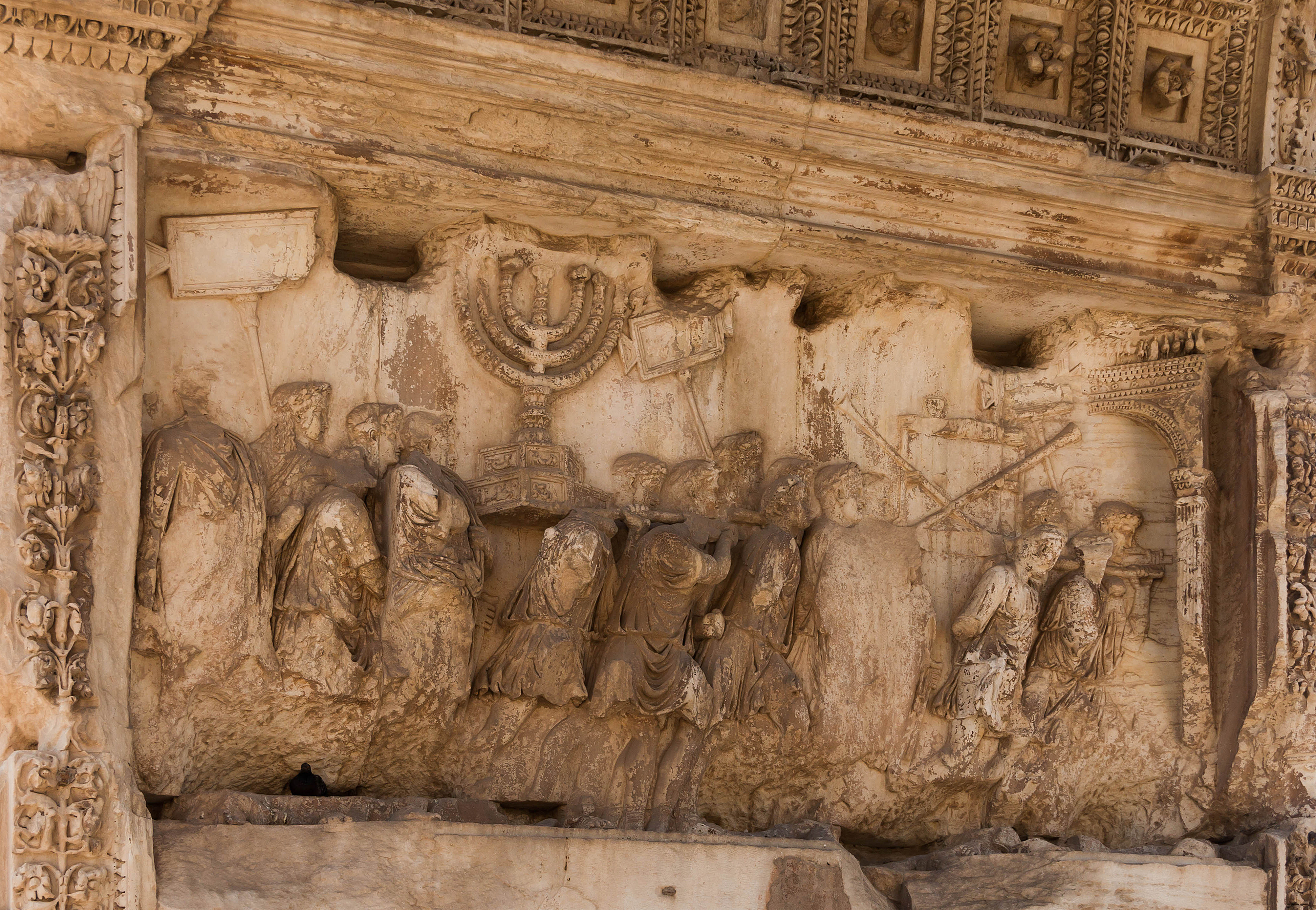 The Treasure of Jerusalem, Relief under the Arch of Titus, Rome, Italy (Wikimedia).