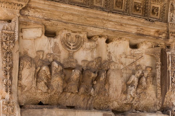 The Treasure of Jerusalem, Relief under the Arch of Titus, Rome, Italy (Wikimedia). The Treasure of Jerusalem, Relief under the Arch of Titus, Rome, Italy (Wikimedia).