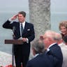 Ronald Reagan salutes on 40th anniversary of D-Day Pointe du Hoc Ronald Reagan salutes on 40th anniversary of D-Day Pointe du Hoc