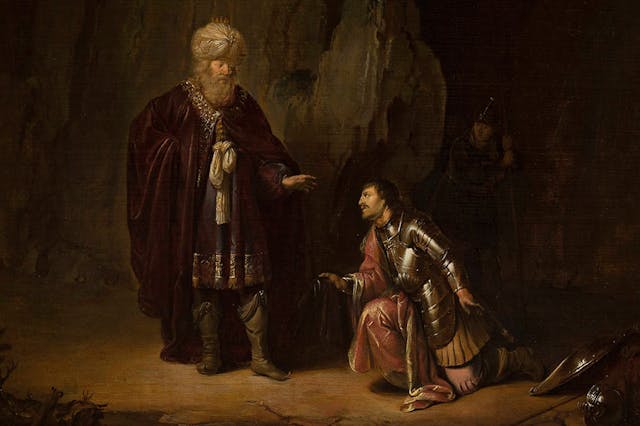 Saul and David in the cave of En-Gedi by Willem de Poorter (Wikimedia Commons)