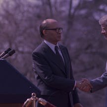 Jimmy Carter and Menahem Begin at the White House, 1977 (Wikimedia Commons) Jimmy Carter and Menahem Begin at the White House, 1977 (Wikimedia Commons)