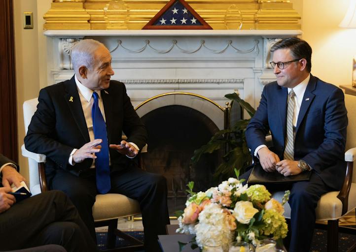 Benjamin Netanyahu and Mike Johnson, July 8 2025 (Wikimedia Commons)