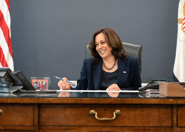 Kamala Harris on the phone with Justin Trudeau Kamala Harris on the phone with Justin Trudeau