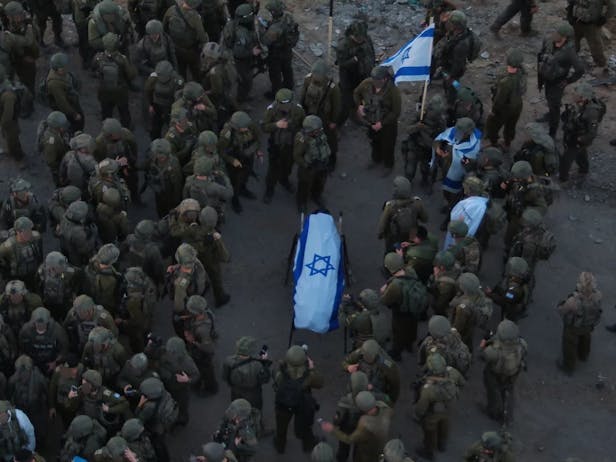Israeli soldiers surround the coffin of Ran Gvili. (IDF)