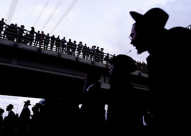Haredi anti-conscription protesters block a road in Bnei Brak, December 28, 2025. Amir Levy/Getty Images Haredi anti-conscription protesters block a road in Bnei Brak