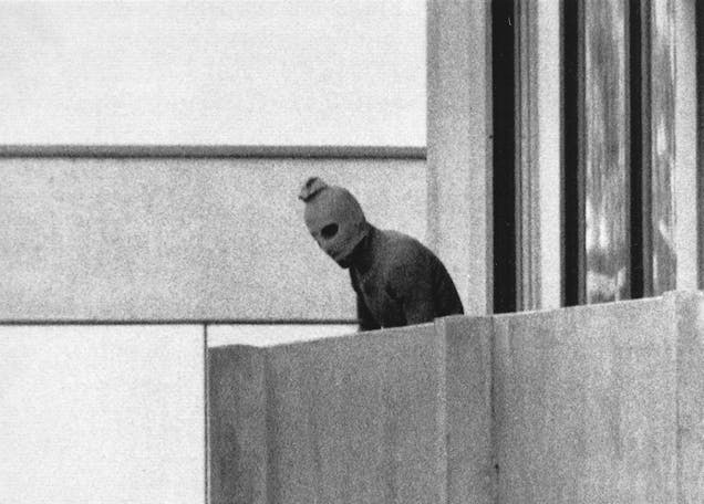 Palestinian terrorist in Munich, 1972 (Wikimedia Commons)