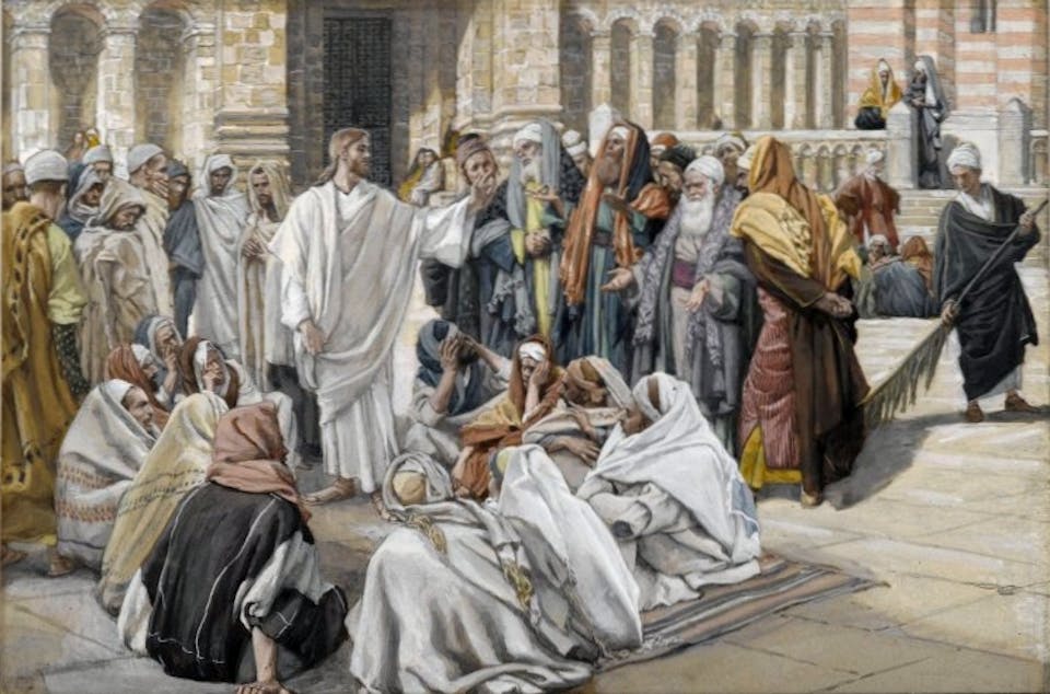 The Pharisees Question Jesus (Les pharisiens questionnent Jésus) by James Tissot (Wikimedia Commons)