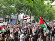 Demonstration against operation Protective Edge launched by Israeli army in the Gaza Strip, 13 July 2014, Beaumarchais boulevard in Paris. (Jiel, Wikimedia Commons)