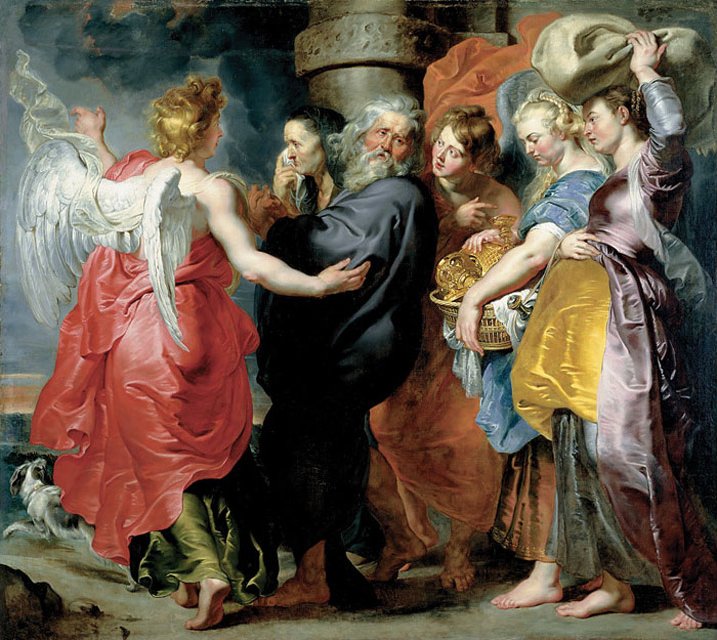 The Flight of Lot and his Family from Sodom, Peter Paul Rubens. Wikimedia.