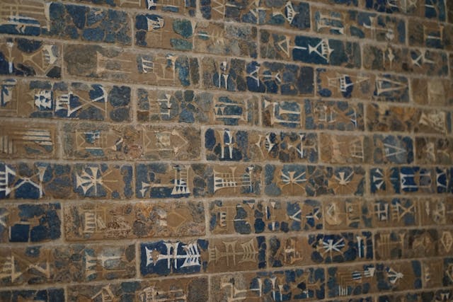 Close-up of the building inscription of King Nebuchadnezzar II on Ishtar Gate in Berlin (Shutterstock)