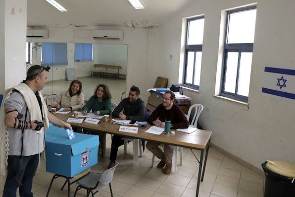 Israeli polling station, March 2, 2020. (Gali Tibbon/AFP via Getty Images) Israeli polling station, March 2, 2020. (Gali Tibbon/AFP via Getty Images)