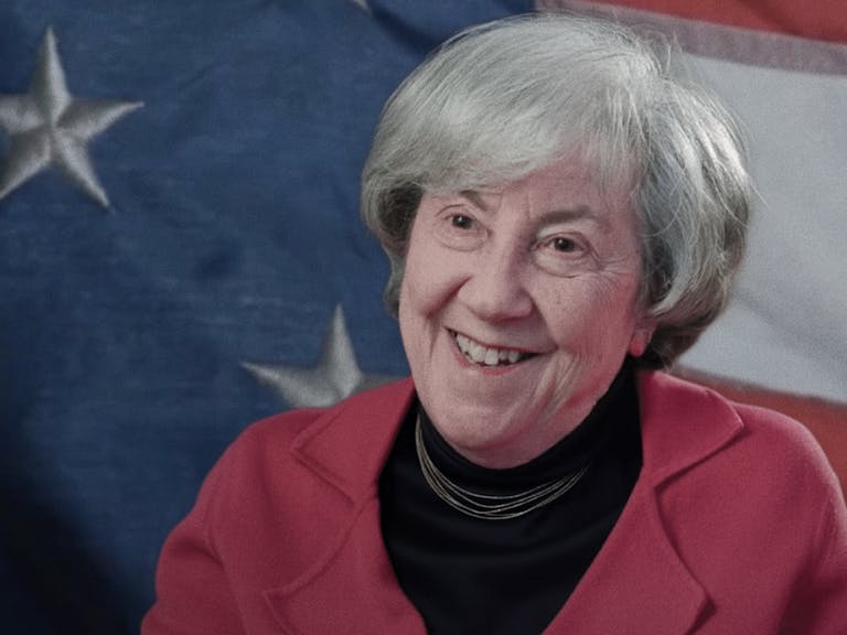 Ruth Wisse on America 250 Ruth Wisse in front of an American flag