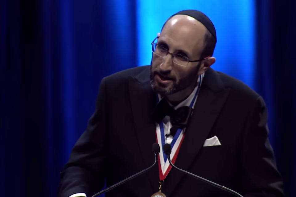 Rabbi Soloveichik delivering his Bradley Prize Speech