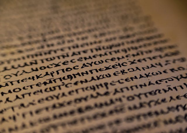 Yalova, Marmara / Turkey - May 18, 2019: Close up detail of the original sacred text of the Gospel Of Thomas written in the final stage of the ancient Egyptian language (Shutterstock) Yalova, Marmara / Turkey - May 18, 2019: Close up detail of the original sacred text of the Gospel Of Thomas written in the final stage of the ancient Egyptian language (Shutterstock)
