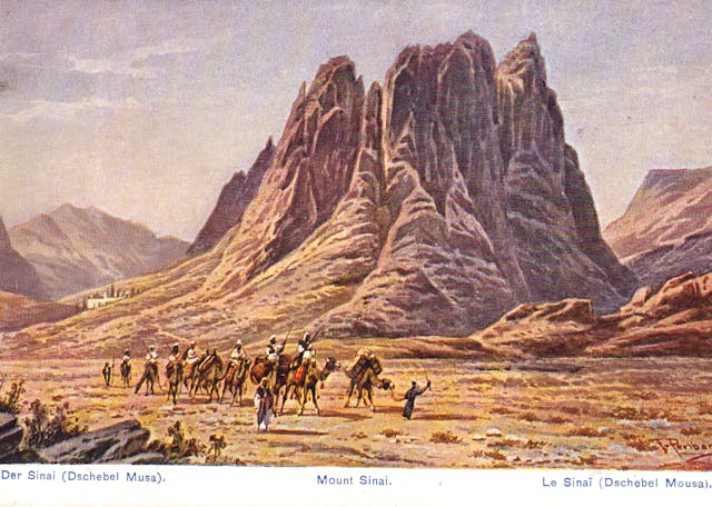 Friedrich Perlberg, postcard of Mount Sinai (Wikimedia). Friedrich Perlberg, postcard of Mount Sinai (Wikimedia).