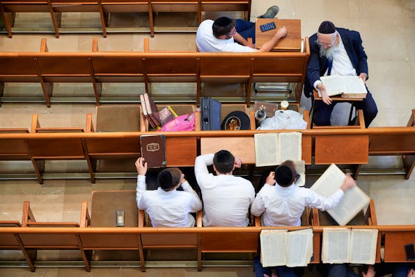 Jerusalem Israel. Yeshiva students in the Hurva Synagogue Jerusalem Israel. Yeshiva students in the Hurva Synagogue