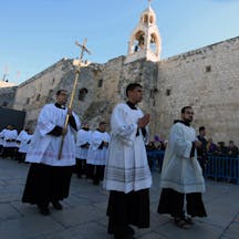A Christmas procession Bethlehem (Issam Rimawi/Anadolu/Getty Images) A Christmas procession Bethlehem (Issam Rimawi/Anadolu/Getty Images)