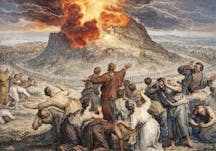 The revelation at Sinai, Gerard Hoet, 1728, colorized. (Rijksmuseum)
