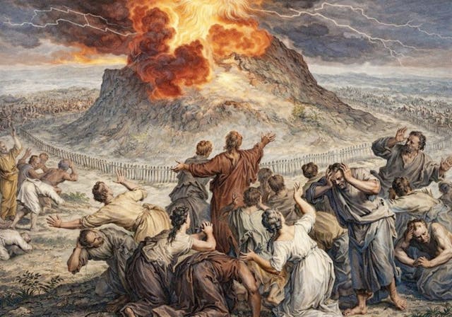 The revelation at Sinai, Gerard Hoet, 1728, colorized. (Rijksmuseum)