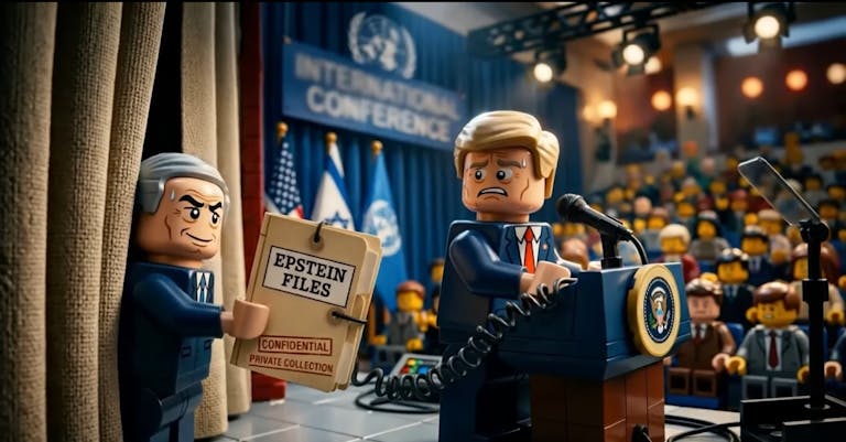 Still from an Iranian cartoon Lego propaganda video. Still from an Iranian cartoon Lego propaganda video.