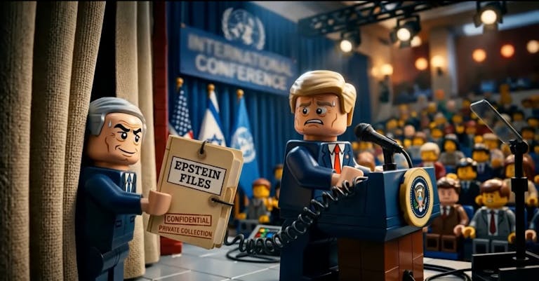 Still from an Iranian cartoon Lego propaganda video.