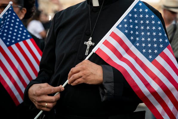 Americans celebrate the election of Pope Leo XIV (Andrea Mancini/NurPhoto via Getty Images)