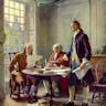 Jefferson, Franklin and Adams Drafting the Declaration — Jean Leon Gerome Ferris, USA.