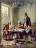 Jefferson, Franklin and Adams Drafting the Declaration — Jean Leon Gerome Ferris, USA.