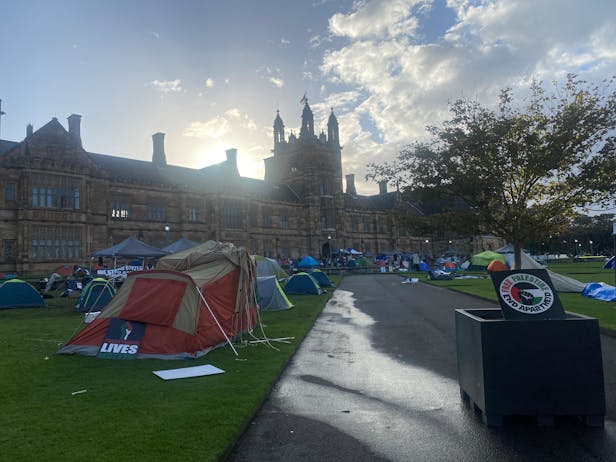 Pro-Palestine encampment at the University of Sydney campus