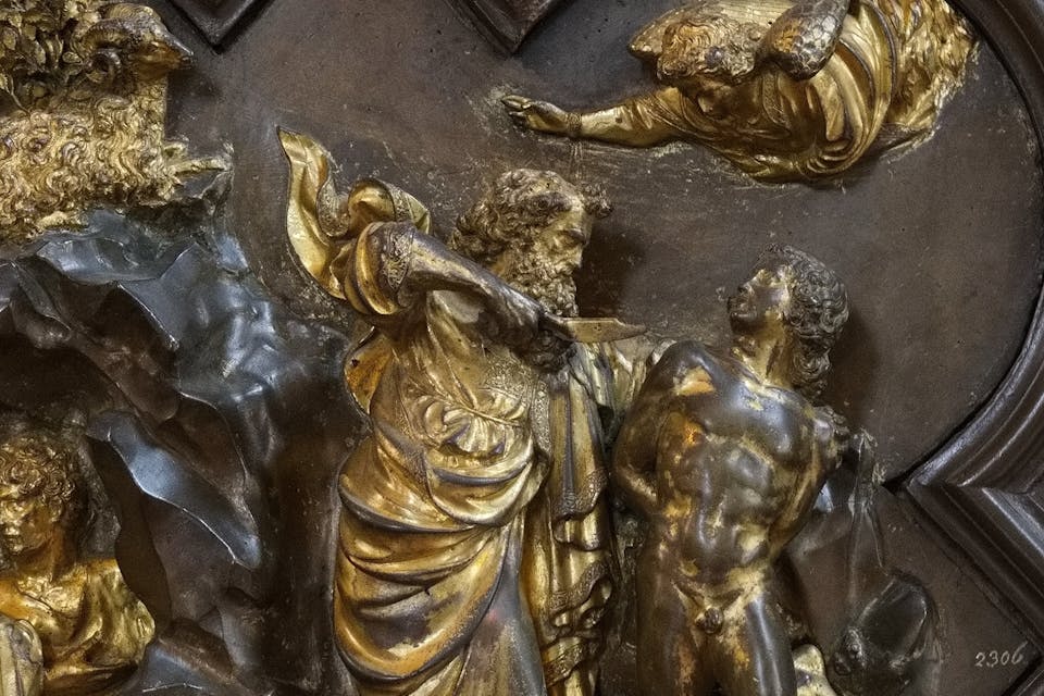 Lorenzo Ghiberti, Sacrifice of Isaac, 1401 Lorenzo Ghiberti, Sacrifice of Isaac, 1401