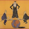 Anti-Semitic propaganda poster showing Franklin D. Roosevelt and Winston Churchill sitting on a seesaw balanced on a globe, controlled by an Orthodox Jew. "Jewish Balance." Anti-Semitic propaganda poster showing Franklin D. Roosevelt and Winston Churchill sitting on a seesaw balanced on a globe, controlled by an Orthodox Jew. "Jewish Balance."