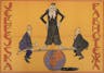 Anti-Semitic propaganda poster showing Franklin D. Roosevelt and Winston Churchill sitting on a seesaw balanced on a globe, controlled by an Orthodox Jew. "Jewish Balance."