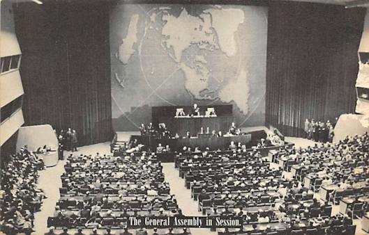 Postcard showing the United Nations General Assembly (Wikimedia Commons)