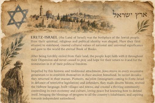 Artistic depiction of Israel's Declaration of Independence (Created by ChatGPT)