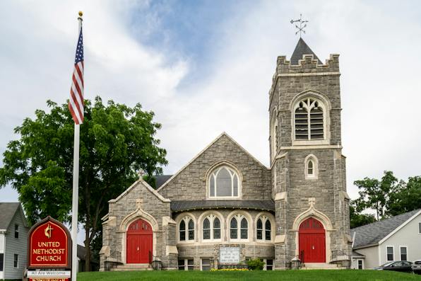 United Methodist Church in Whitinsville, MA. Wikimedia. United Methodist Church in Whitinsville, MA. Wikimedia.