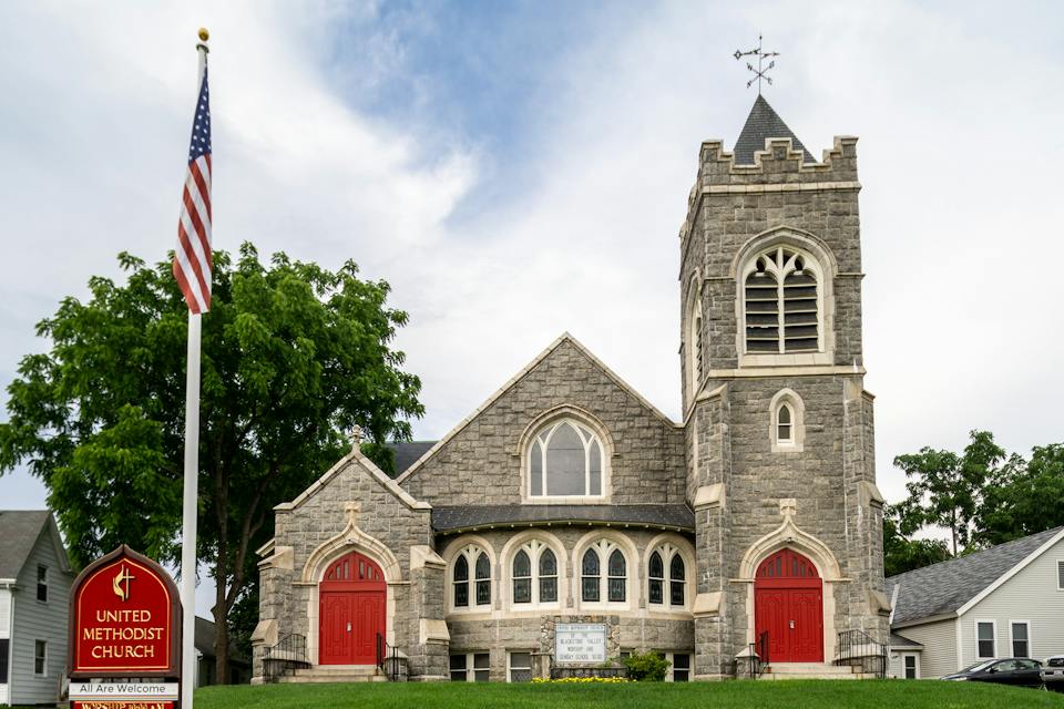United Methodist Church in Whitinsville, MA. Wikimedia. United Methodist Church in Whitinsville, MA. Wikimedia.