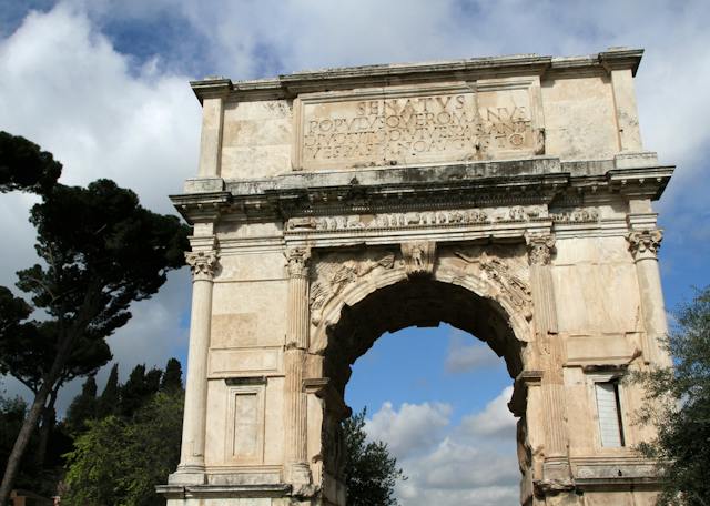Arch of Titus was constructed in 82 AD by the Roman Emperor Domitian shortly after the death of his older brother Titus to commemorate Titus victories (Shutterstock) Arch of Titus was constructed in 82 AD by the Roman Emperor Domitian shortly after the death of his older brother Titus to commemorate Titus victories (Shutterstock)