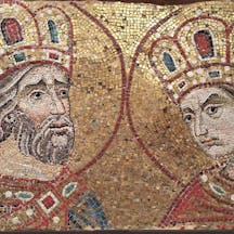 The Roman Emperor Constantine the Great and his mother Saint Helena, mosaic wall detail inside San Marco Basilica, Piazza San Marco, Venice (Shutterstock) The Roman Emperor Constantine the Great and his mother Saint Helena, mosaic wall detail inside San Marco Basilica, Piazza San Marco, Venice (Shutterstock)