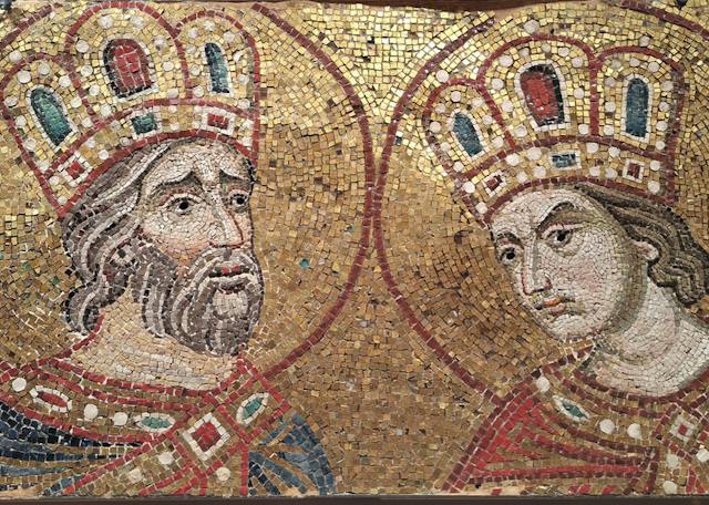 The Roman Emperor Constantine the Great and his mother Saint Helena, mosaic wall detail inside San Marco Basilica, Piazza San Marco, Venice (Shutterstock) The Roman Emperor Constantine the Great and his mother Saint Helena, mosaic wall detail inside San Marco Basilica, Piazza San Marco, Venice (Shutterstock)
