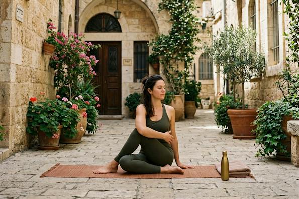 Practicing Yoga in Jerusalem (Shutterstock AI Image)