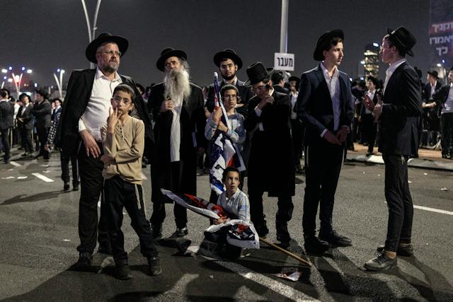 Campaign rally for the United Torah Judaism, October 25, 2026. (Ilia Yefimovich/AFP via Getty Images)