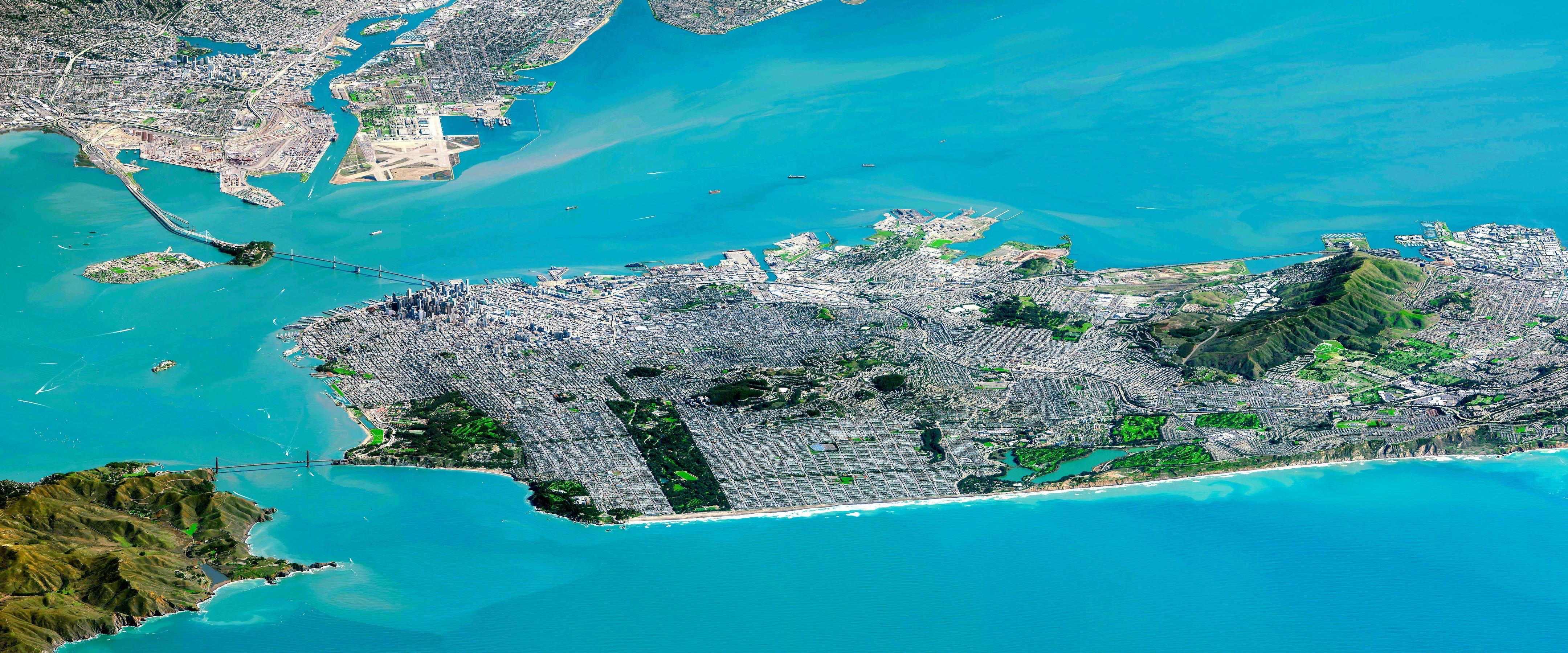 Satellite image print: San Francisco Low Angle
